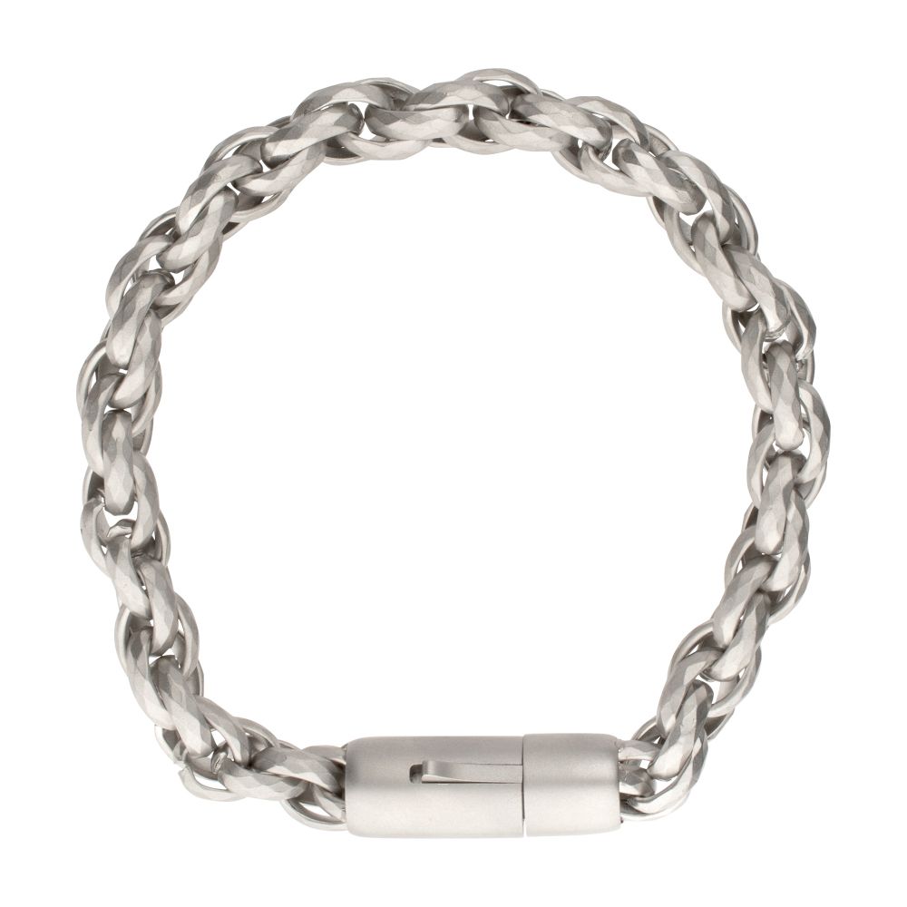 Men's 8mm Stainless Steel Faceted Rope Chain Bracelet