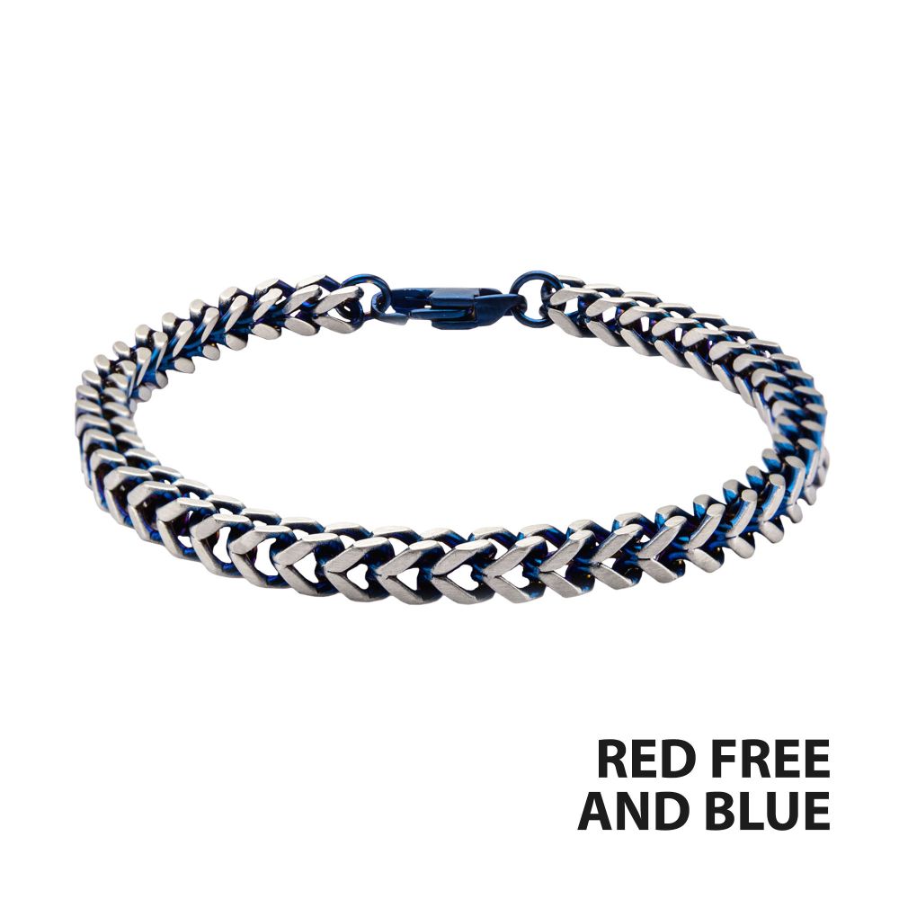 Men's Steel Blue IP Franco Chain Bracelet