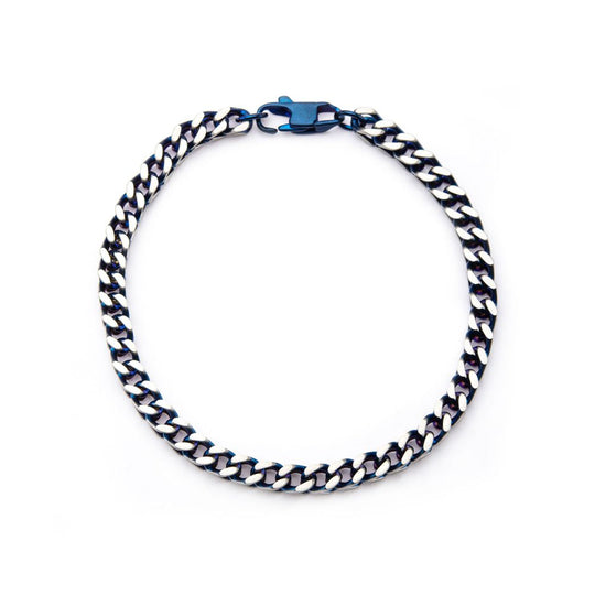 Men's Steel Blue IP Franco Chain Bracelet