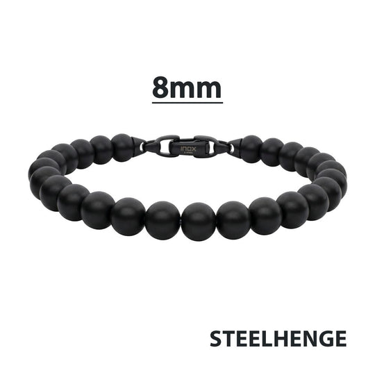 Men's 8mm Matte Black Stainless Steel Bead Bracelet