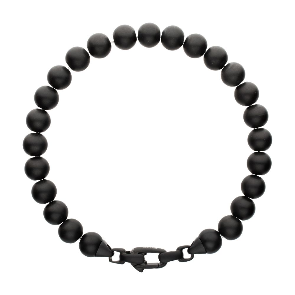 Men's 8mm Matte Black Stainless Steel Bead Bracelet