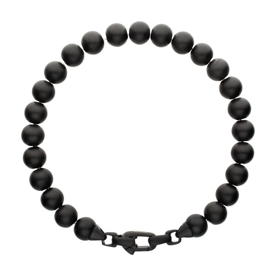 Men's 8mm Matte Black Stainless Steel Bead Bracelet