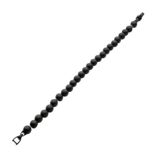 Men's 8mm Matte Black Stainless Steel Bead Bracelet