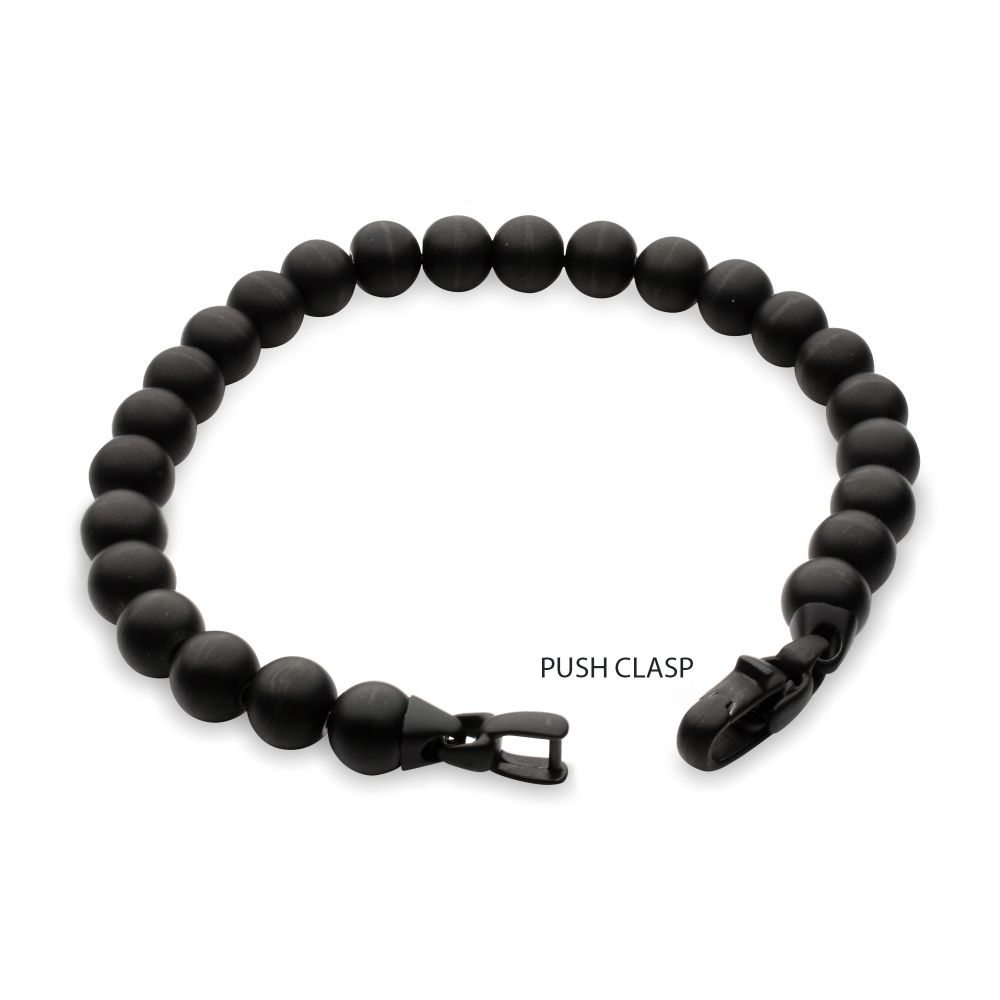 Men's 8mm Matte Black Stainless Steel Bead Bracelet