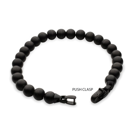 Men's 8mm Matte Black Stainless Steel Bead Bracelet