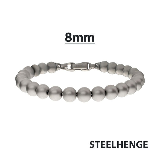 Men's 8mm Matte Stainless Steel Bead Bracelet