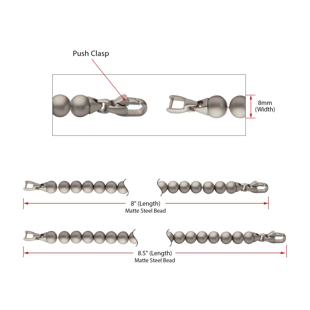 Men's 8mm Matte Stainless Steel Bead Bracelet