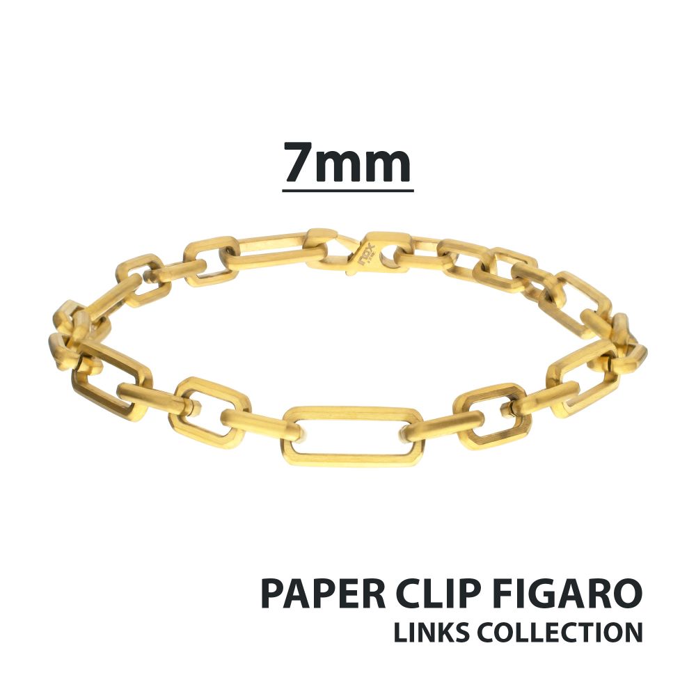 Men's 18K Gold IP Paper Clip Figaro Bracelet