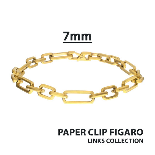 Men's 18K Gold IP Paper Clip Figaro Bracelet