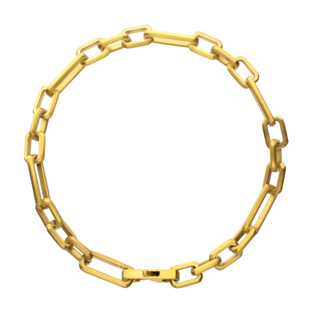 Men's 18K Gold IP Paper Clip Figaro Bracelet