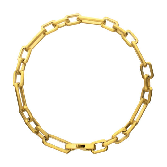 Men's 18K Gold IP Paper Clip Figaro Bracelet
