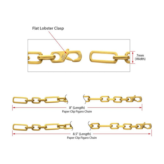 Men's 18K Gold IP Paper Clip Figaro Bracelet