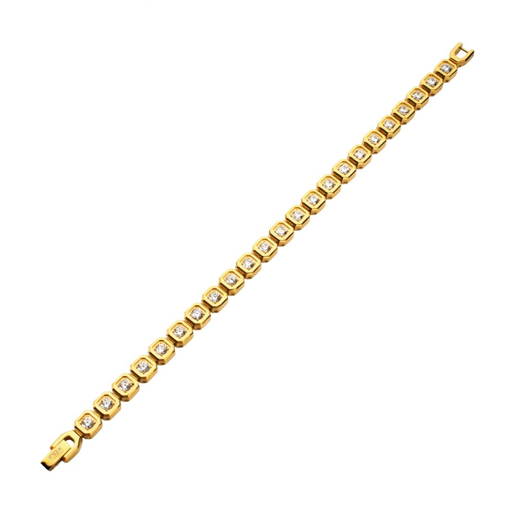 Men’s 8mm Gold Golf Bracelet with Lab-Created White Sapphire