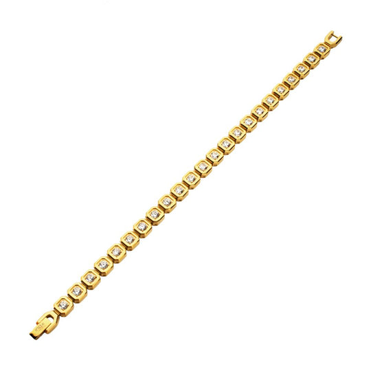 Men’s 8mm Gold Golf Bracelet with Lab-Created White Sapphire