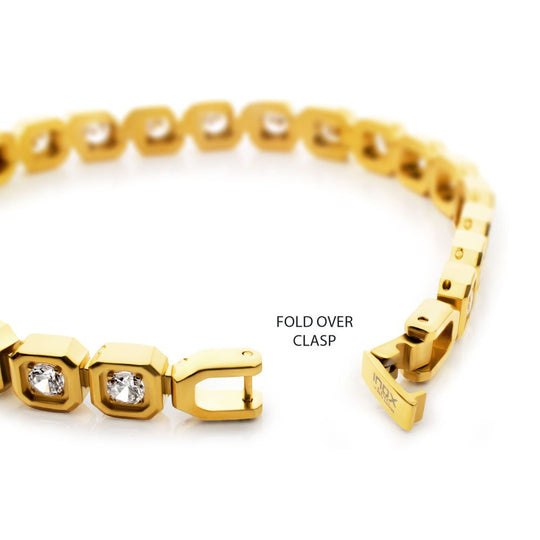 Men’s 8mm Gold Golf Bracelet with Lab-Created White Sapphire