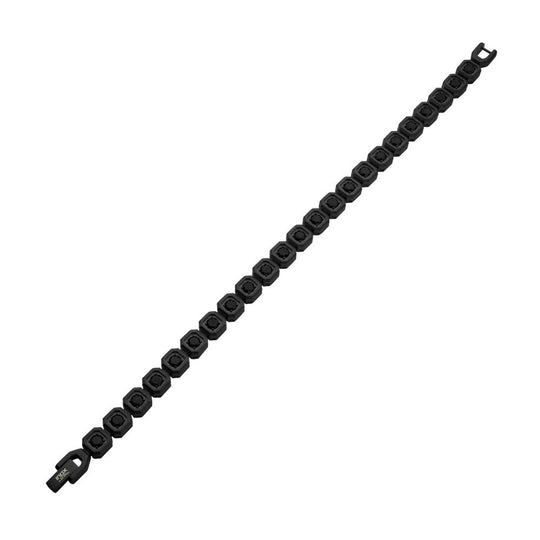 Men’s 8mm Black Spinel Golf Bracelet with Matte Black Stainless Steel Octagon Links