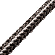 Matte Finish Black IP Stainless Steel Foxtail Chain with White Wax Cord Bracelet