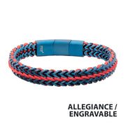 Matte Finish Blue IP Stainless Steel Foxtail Chain with Red Wax Cord Bracelet