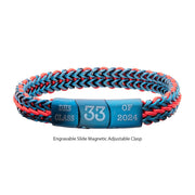 Matte Finish Blue IP Stainless Steel Foxtail Chain with Red Wax Cord Bracelet