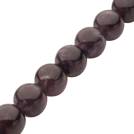 Men’s 10mm Amethyst Stone Bead Bracelet with Antiqued Stainless Steel Clasp