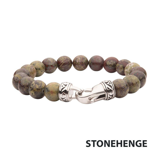 Men’s 10mm Dragon Blood Jasper Bead Bracelet | Stainless Steel