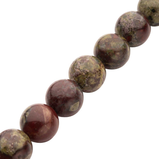 Men’s 10mm Dragon Blood Jasper Bead Bracelet | Stainless Steel
