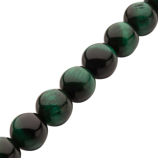 Men’s 10mm Green Tiger Eye Bead Bracelet | Stainless Steel