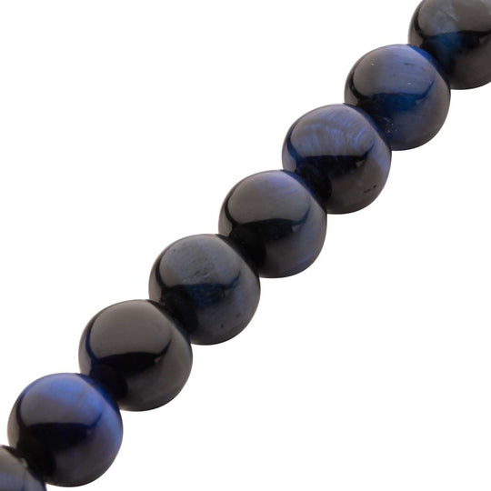 Men's 10mm Blue Tiger Eye Stone Bead Bracelet