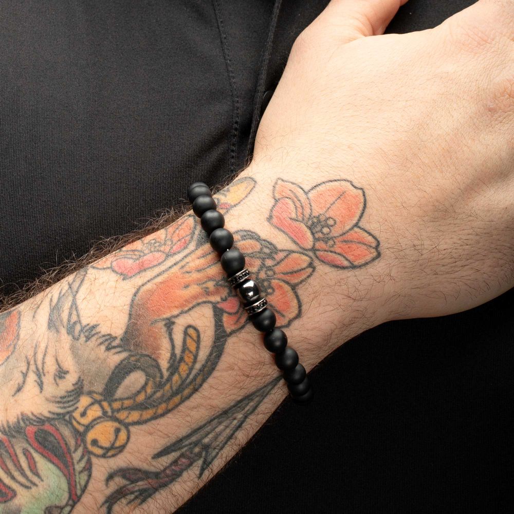 Men’s 8mm Hematite & Black Onyx Bracelet