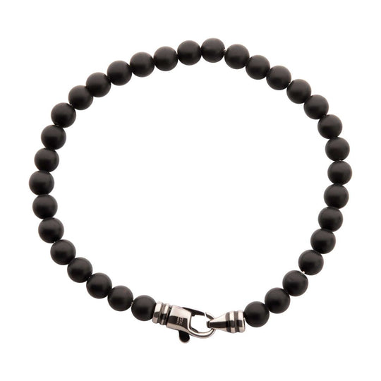 Men’s 6mm Black Onyx Stone Bead Bracelet