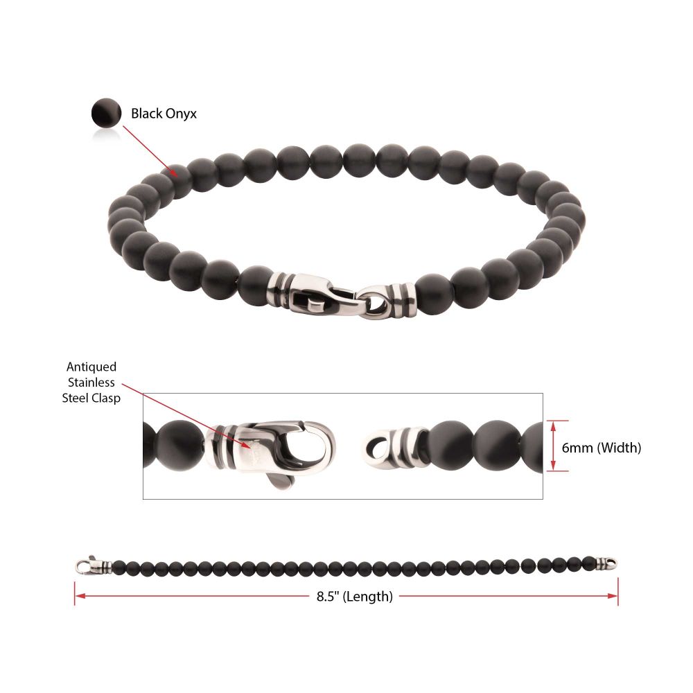 Men’s 6mm Black Onyx Stone Bead Bracelet