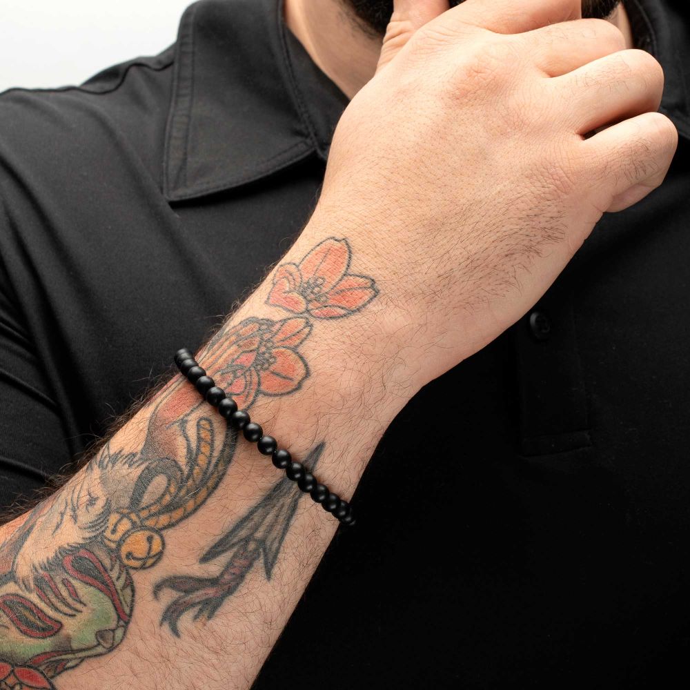 Men’s 6mm Black Onyx Stone Bead Bracelet