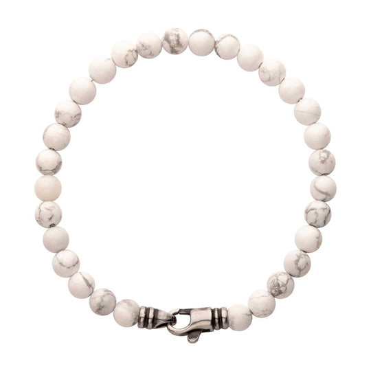 Men’s 6mm Howlite Stone Bead Bracelet
