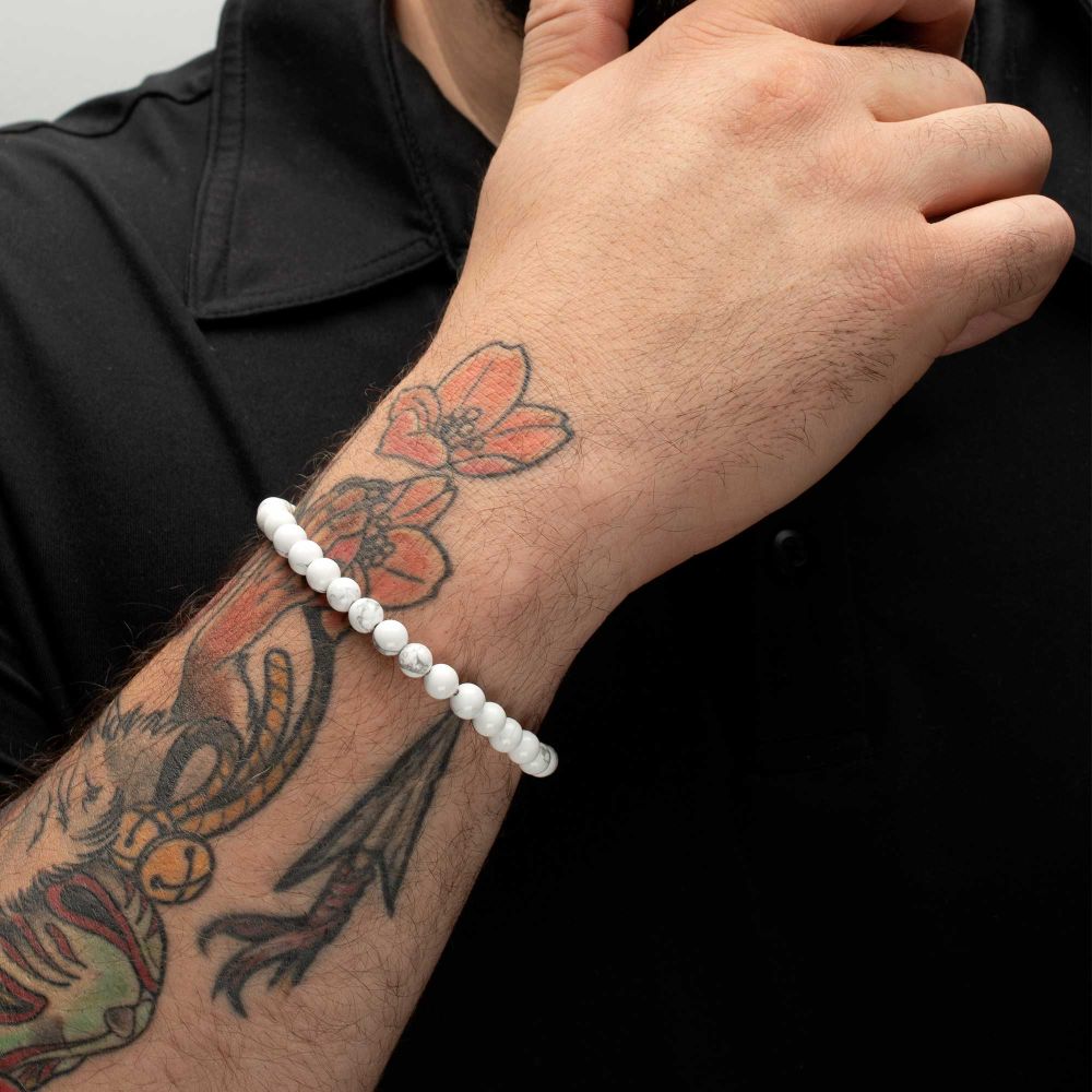 Men’s 6mm Howlite Stone Bead Bracelet