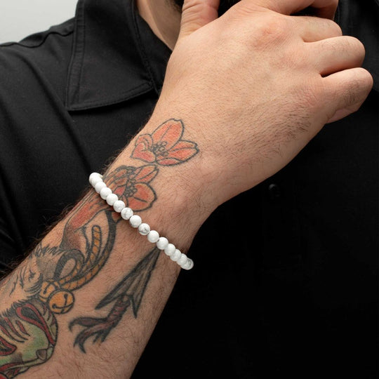 Men’s 6mm Howlite Stone Bead Bracelet