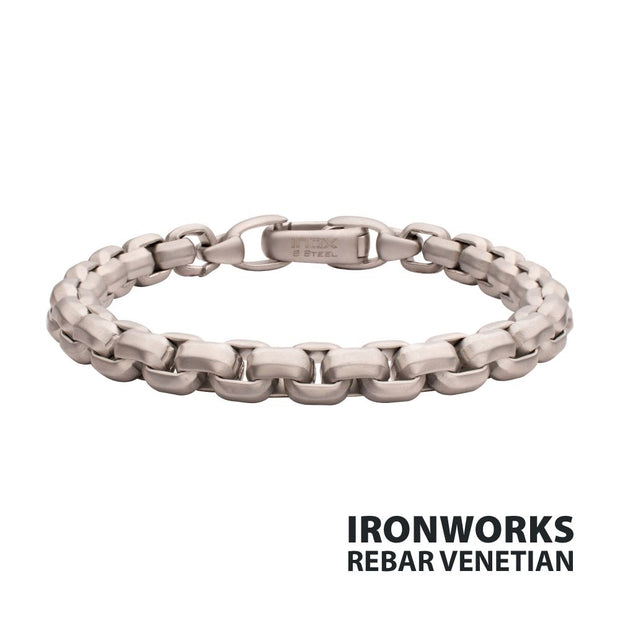 Men’s 8mm Matte Black Stainless Steel Bold Box Chain Bracelet