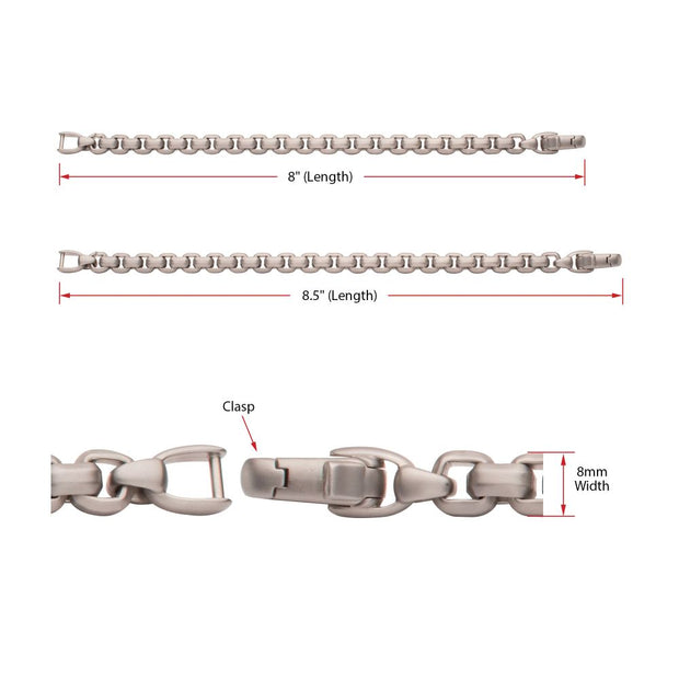 Men’s 8mm Matte Black Stainless Steel Bold Box Chain Bracelet