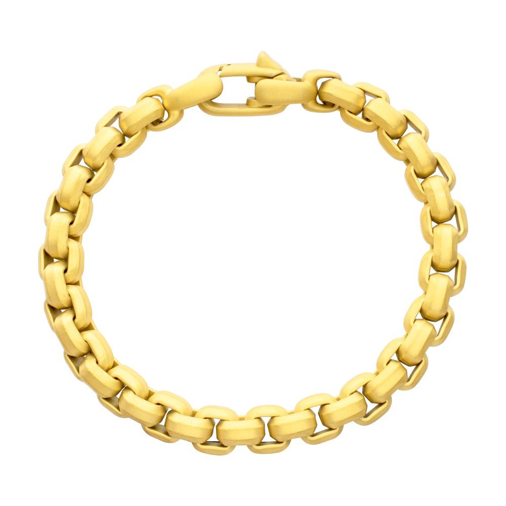 Men’s 8mm 18Kt Gold IP Stainless Steel Box Chain Bracelet