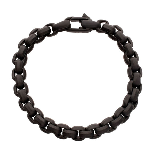 Men’s 8mm Matte Black Stainless Steel Box Chain Bracelet