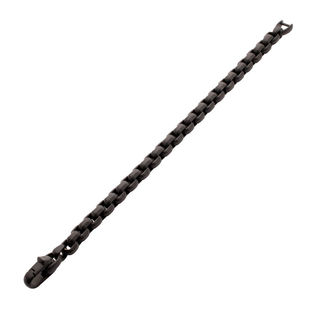 Men’s 8mm Matte Black Stainless Steel Box Chain Bracelet
