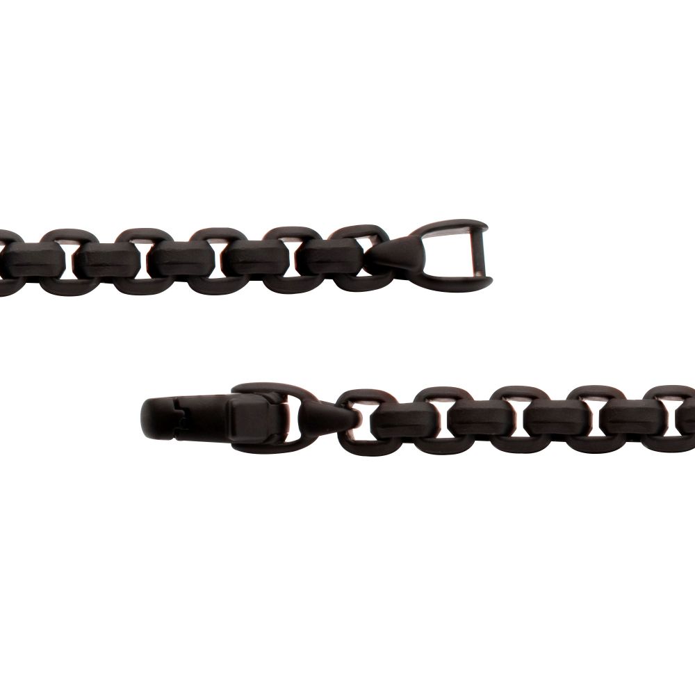 Men’s 8mm Matte Black Stainless Steel Box Chain Bracelet