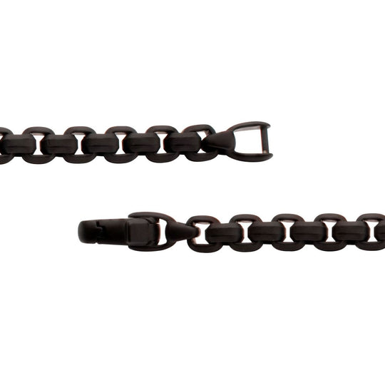 Men’s 8mm Matte Black Stainless Steel Box Chain Bracelet