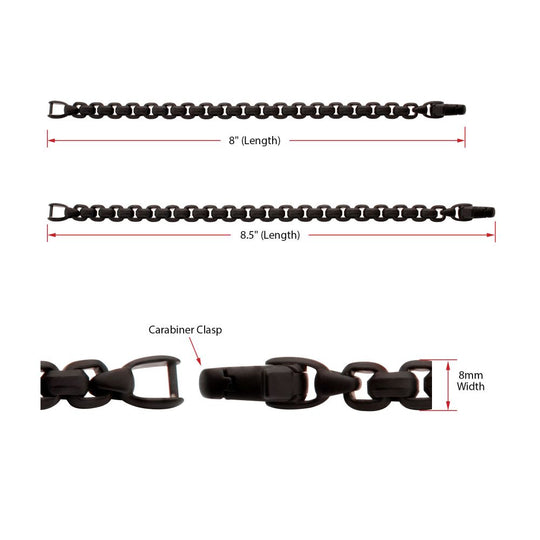 Men’s 8mm Matte Black Stainless Steel Box Chain Bracelet