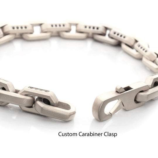 Men's 8mm Matte Stainless Steel Interlock Link Bracelet with Black Spinel