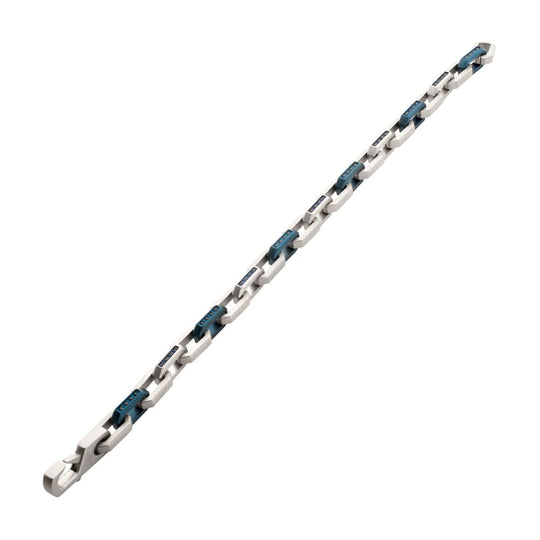 Men's Matte Blue Paper Clip Chain Bracelet with Black Sapphire