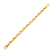 Men's 18Kt Gold IP Stainless Steel Interlock Link Bracelet with Black Spinel | 7.5mm Matte Finish