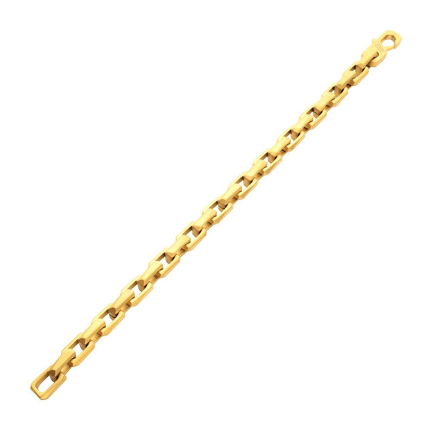 Men's 18Kt Gold IP Stainless Steel Interlock Link Bracelet with Black Spinel | 7.5mm Matte Finish