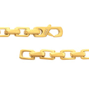 Men's 18Kt Gold IP Stainless Steel Interlock Link Bracelet with Black Spinel | 7.5mm Matte Finish