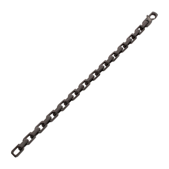 Men's Black IP Steel Interlock Link Bracelet with Black Spinel
