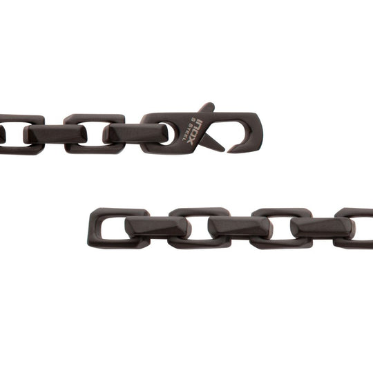 Men's Black IP Steel Interlock Link Bracelet with Black Spinel